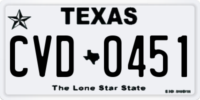 TX license plate CVD0451