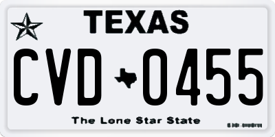 TX license plate CVD0455