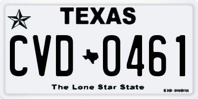 TX license plate CVD0461