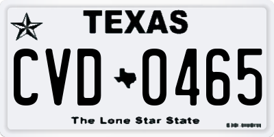 TX license plate CVD0465