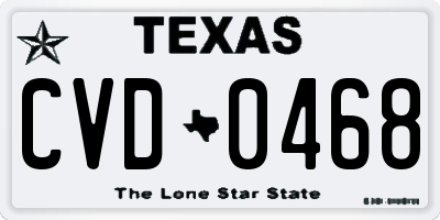 TX license plate CVD0468