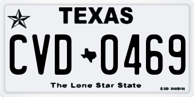 TX license plate CVD0469