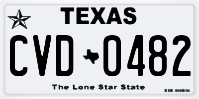 TX license plate CVD0482