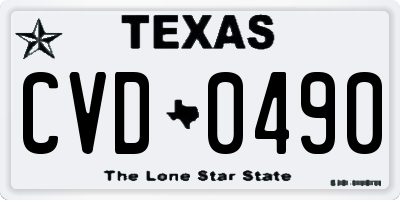 TX license plate CVD0490
