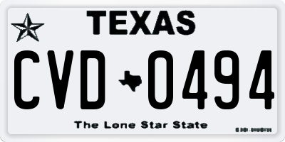 TX license plate CVD0494