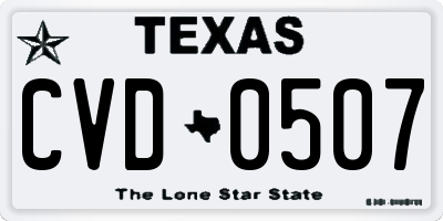 TX license plate CVD0507