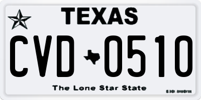 TX license plate CVD0510