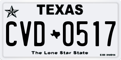 TX license plate CVD0517