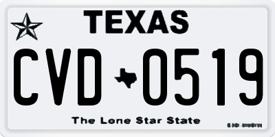 TX license plate CVD0519