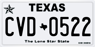 TX license plate CVD0522