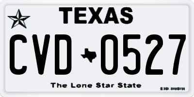 TX license plate CVD0527