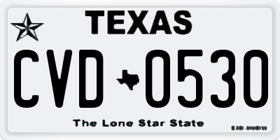 TX license plate CVD0530