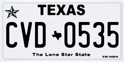 TX license plate CVD0535