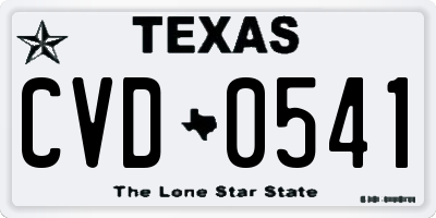 TX license plate CVD0541