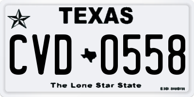 TX license plate CVD0558