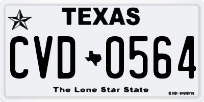 TX license plate CVD0564