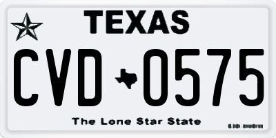 TX license plate CVD0575