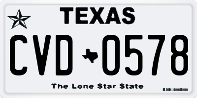 TX license plate CVD0578