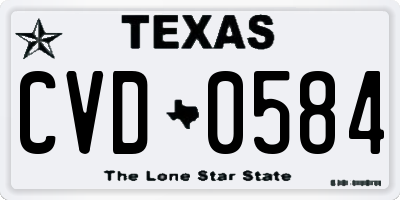 TX license plate CVD0584