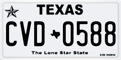 TX license plate CVD0588