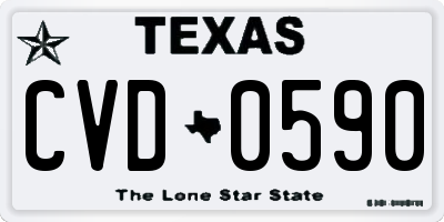 TX license plate CVD0590