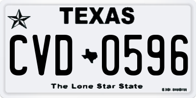 TX license plate CVD0596