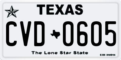 TX license plate CVD0605