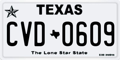 TX license plate CVD0609