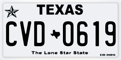 TX license plate CVD0619