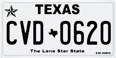 TX license plate CVD0620