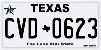 TX license plate CVD0623