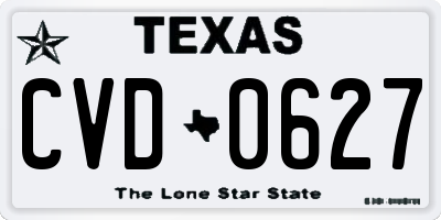 TX license plate CVD0627
