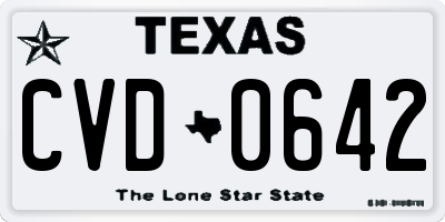 TX license plate CVD0642