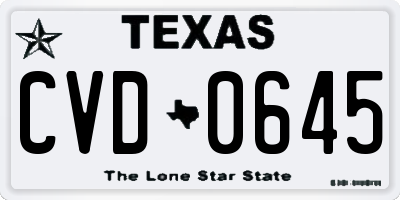 TX license plate CVD0645