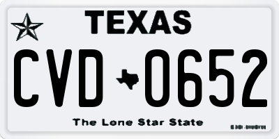 TX license plate CVD0652