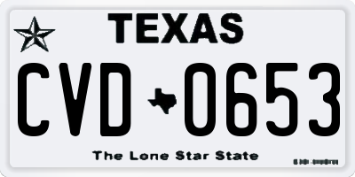 TX license plate CVD0653