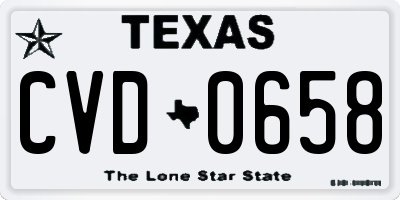 TX license plate CVD0658