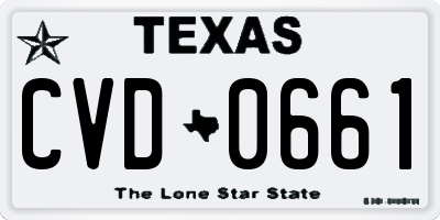 TX license plate CVD0661