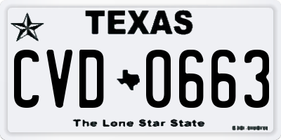 TX license plate CVD0663
