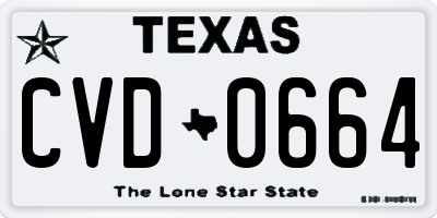 TX license plate CVD0664