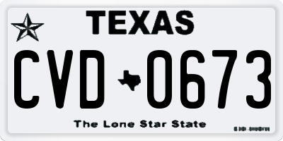 TX license plate CVD0673