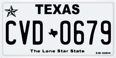 TX license plate CVD0679