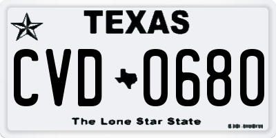 TX license plate CVD0680