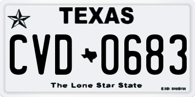 TX license plate CVD0683
