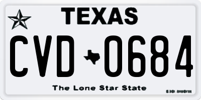 TX license plate CVD0684