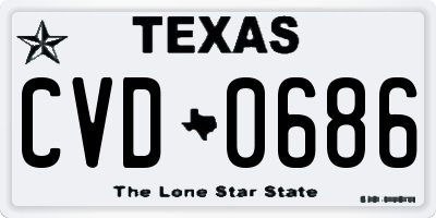 TX license plate CVD0686