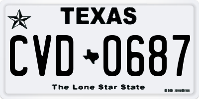 TX license plate CVD0687