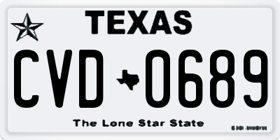 TX license plate CVD0689