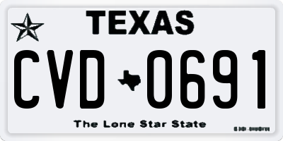 TX license plate CVD0691