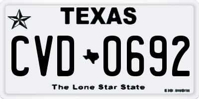 TX license plate CVD0692